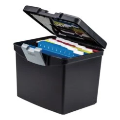 Storex Portable File Box With Large Organizer Lid, Letter Files, 13.25" X 10.88" X 11", Black -Office Supplies Shop 4b3b38e49cea57efb8dbb57120ce9c6768