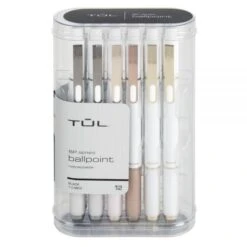 TUL BP Series Retractable Ballpoint Pens, Medium Point, 1.0 Mm, Pearl White Barrel, Black Ink, Pack Of 12 Pens