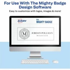 Avery The Mighty Badge Name Badge Holder Kit, Horizontal, 3 X 1, Inkjet, Silver, 4 Holders/32 Inserts -Office Supplies Shop 4c05f3e43401e5f5854787e840d16b20e8