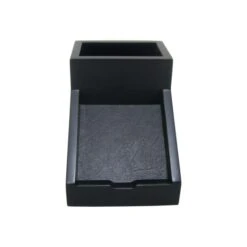 Victor Midnight Black Collection Pencil Cup With Note Holder, 2 Compartments, MDF/Frosted Glass/Faux Leather, 4 X 6.3 X 4.5, Wood -Office Supplies Shop 4dade42522ac71690874d9e7a79ca8a013
