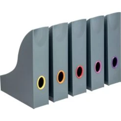 DURABLE VARICOLOR Magazine Rack Set, Gray/Multicolor - 5 Pack