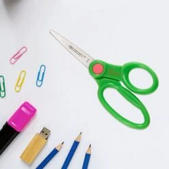 Westcott Kids' Scissors With Antimicrobial Protection, Pointed Tip, 5" Long, 2" Cut Length, Assorted Straight Handles, 12/Pack -Office Supplies Shop 5197e057b1f4af56aabf195bda080f00bf