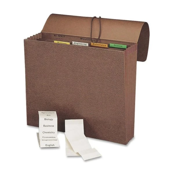 Smead Six-Pocket Subject File With Insertable Tabs, 5.25" Expansion, 6 Sections, Elastic Cord, 1/5-Cut Tabs, Letter Size, Redrope 6 Smead Six-Pocket Subject File With Insertable Tabs, 5.25" Expansion, 6 Sections, Elastic Cord, 1/5-Cut Tabs, Letter Size, Redrope - Image 4