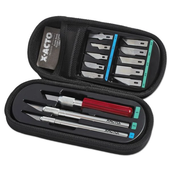 X-ACTO Knife Set, 3 Knives, 10 Blades, Carrying Case 3 X-ACTO Knife Set, 3 Knives, 10 Blades, Carrying Case
