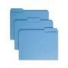 Smead Colored File Folders, 1/3-Cut Tabs: Assorted, Letter Size, 0.75" Expansion, Blue, 100/Box