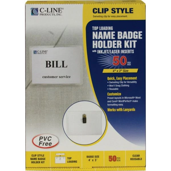 C-Line Name Badge Kits, Top Load, 4 X 3, Clear, 50/Box 7 C-Line Name Badge Kits, Top Load, 4 X 3, Clear, 50/Box - Image 5