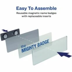 Avery The Mighty Badge Name Badge Holder Kit, Horizontal, 3 X 1, Inkjet, Silver, 4 Holders/32 Inserts -Office Supplies Shop 5834ba87bc0230e3eedf38c404be06081f