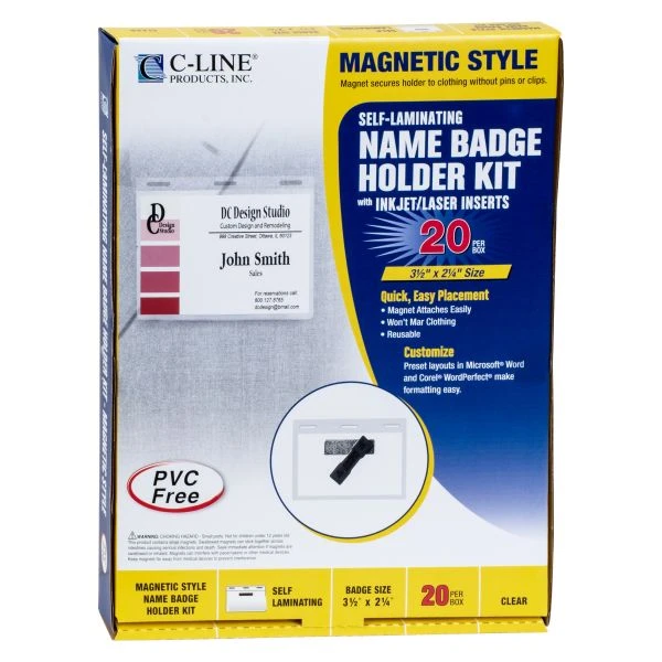 C-Line Self-Laminating Magnetic Style Name Badge Holder Kit, 2" X 3", Clear, 20/Box 7 C-Line Self-Laminating Magnetic Style Name Badge Holder Kit, 2" X 3", Clear, 20/Box - Image 5