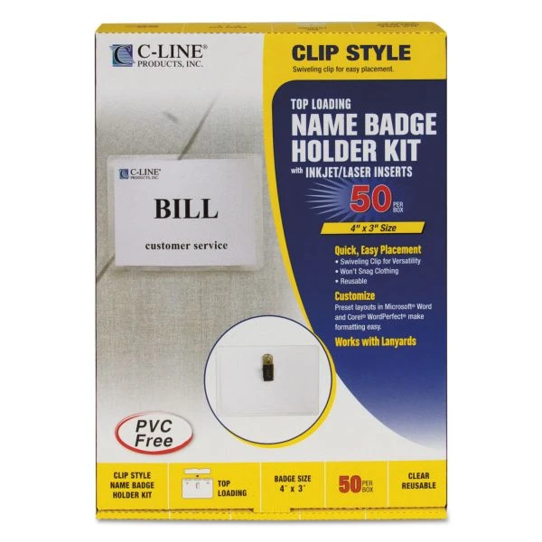C-Line Name Badge Kits, Top Load, 4 X 3, Clear, 50/Box 6 C-Line Name Badge Kits, Top Load, 4 X 3, Clear, 50/Box - Image 4