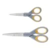 Westcott Titanium Bonded Scissors, 5" And 7" Long, 2.25" And 3.5" Cut Lengths, Gray/Yellow Straight Handles, 2/Pack