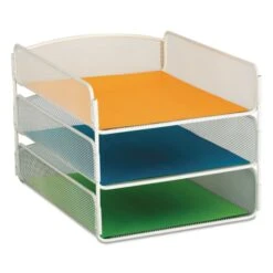 Safco Onyx Desk Tray, 3 Sections, Letter Size Files, 9.25" X 11.75" X 8", White
