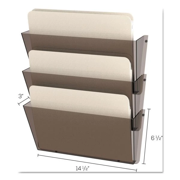 Deflecto Unbreakable DocuPocket Wall File, 3 Sections, Letter Size, 14.5" X 3" X 6.5", Smoke, 3/Pack 11 Deflecto Unbreakable DocuPocket Wall File, 3 Sections, Letter Size, 14.5" X 3" X 6.5", Smoke, 3/Pack - Image 9