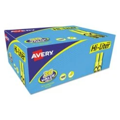 Avery HI-LITER Desk-Style Highlighter Value Pack, Fluorescent Yellow Ink, Chisel Tip, Yellow/Black Barrel, 36/Box