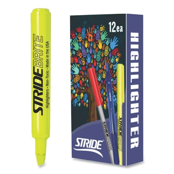 StrideBrite Tank Highlighter, Fluorescent Yellow Ink, Chisel Tip, Yellow Barrel, 12/Box 4 StrideBrite Tank Highlighter, Fluorescent Yellow Ink, Chisel Tip, Yellow Barrel, 12/Box - Image 2