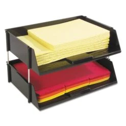 Deflecto Industrial Tray Side-Load Stacking Tray Set, 2 Sections, Letter To Legal Size Files, 16.38" X 11.13" X 3.5", Black, 2/Pack -Office Supplies Shop 64241750830dec867aa42698d4648f3181