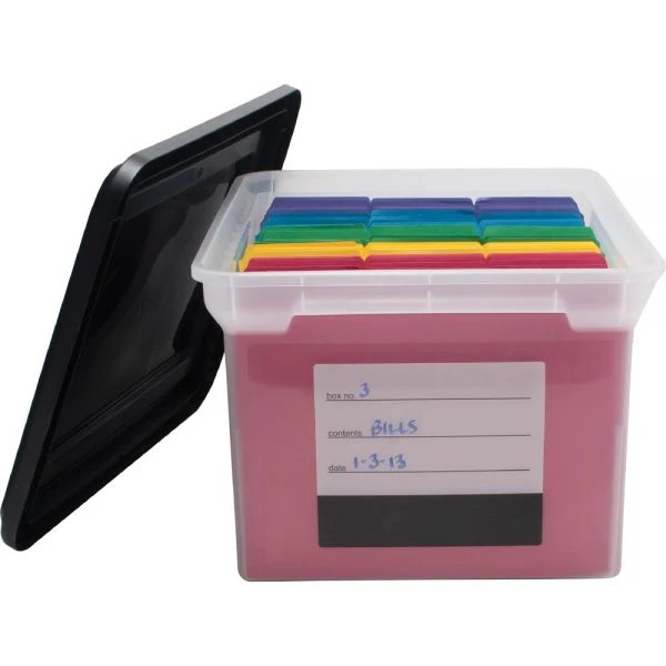 Innovative Storage Designs File Tote With Contents Label, Letter/Legal Files, 17.75" X 14" X 10.25", Clear/Black 4 Innovative Storage Designs File Tote With Contents Label, Letter/Legal Files, 17.75" X 14" X 10.25", Clear/Black - Image 2