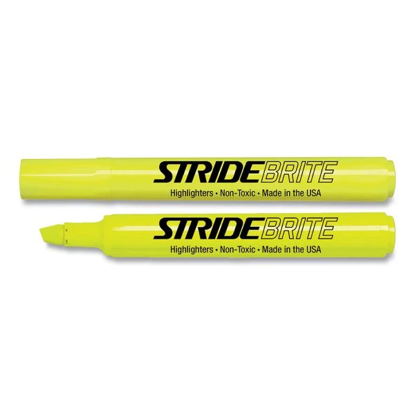 StrideBrite Tank Highlighter, Fluorescent Yellow Ink, Chisel Tip, Yellow Barrel, 12/Box 7 StrideBrite Tank Highlighter, Fluorescent Yellow Ink, Chisel Tip, Yellow Barrel, 12/Box - Image 5