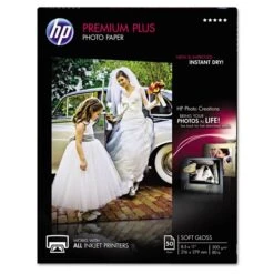 HP Premium Plus Photo Paper, 11.5 Mil, 8.5 X 11, Soft-Gloss White, 50/Pack