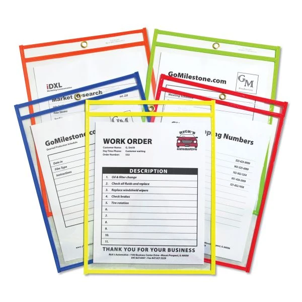 C-Line Stitched Shop Ticket Holders, Neon, Assorted 5 Colors, 75", 9 X 12, 25/BX 3 C-Line Stitched Shop Ticket Holders, Neon, Assorted 5 Colors, 75", 9 X 12, 25/BX