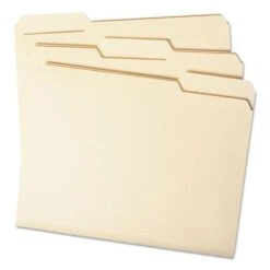 Smead Top Tab File Folders With Antimicrobial Product Protection, 1/3-Cut Tabs: Assorted, Letter, 0.75" Expansion, Manila, 100/Box