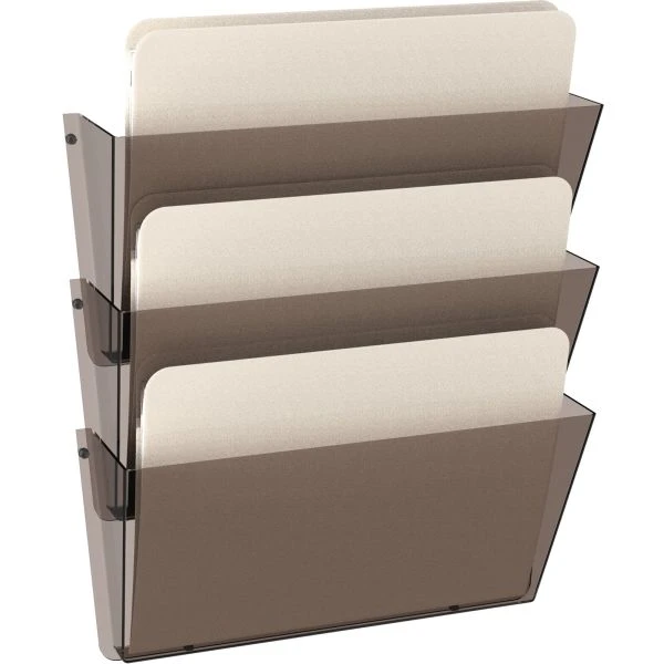 Deflecto Unbreakable DocuPocket Wall File, 3 Sections, Letter Size, 14.5" X 3" X 6.5", Smoke, 3/Pack 5 Deflecto Unbreakable DocuPocket Wall File, 3 Sections, Letter Size, 14.5" X 3" X 6.5", Smoke, 3/Pack - Image 3