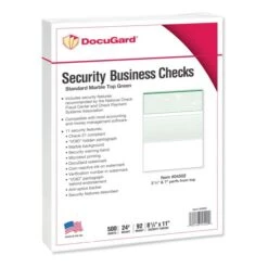 DocuGard Standard Security Check, 8 1/2 X 11, Green Marble Top, 11 Features, 500 Sheets/Ream