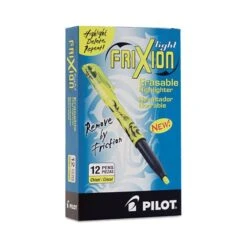 Pilot FriXion Light Erasable Highlighter, Yellow Ink, Chisel Tip, Yellow/Black Barrel, Dozen