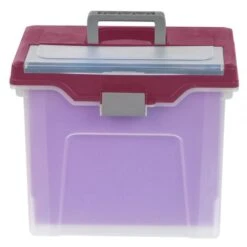 Mobile File Box, Large, Letter Size, 11 5/8"H X 13 3/6"W X 10"D, Clear/Burgundy 11 Mobile File Box, Large, Letter Size, 11 5/8"H X 13 3/6"W X 10"D, Clear/Burgundy -Office Supplies Shop 6e684a6a5b8ac70b1aa0113cc214471159