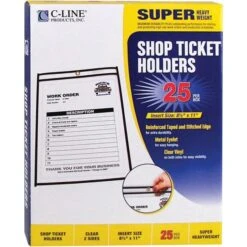 C-Line Shop Ticket Holders, Stitched, Both Sides Clear, 50 Sheets, 8.5 X 11, 25/Box -Office Supplies Shop 6ea2a9e72b553dfede1ebba5b9f34b23d1