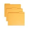 Smead Reinforced Top Tab Colored File Folders, 1/3-Cut Tabs: Assorted, Letter Size, 0.75" Expansion, Goldenrod, 100/Box