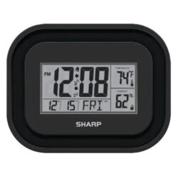 Sharp Atomic Clock, 9 5/8"H X 9 13/16"D X 1 7/16"D, Black