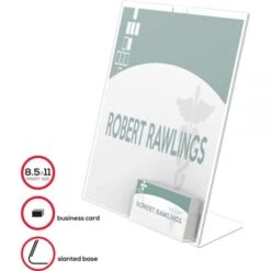 Deflecto Superior Image Slanted Sign Holder With Business Card Holder, 8.5w X 4.5d X 11h, Clear -Office Supplies Shop 720fe66d2c3e06178145a65a59be57101b