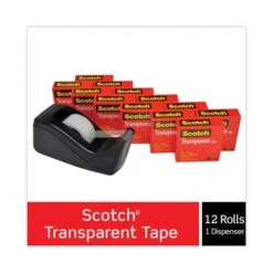 Scotch Transparent Tape Value Pack With Black Dispenser, 1" Core, 0.75" X 83.33 Ft, Transparent -Office Supplies Shop 7350e21e24ebe5cc989b98d55c2e3f9504