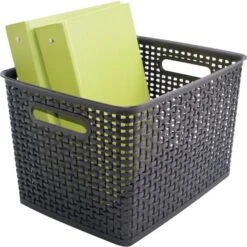 Advantus Weave Bins, 13.88 X 10.5 X 8.75, Black, 2/Pack 11 Advantus Weave Bins, 13.88 X 10.5 X 8.75, Black, 2/Pack -Office Supplies Shop 73b3451ea6005cbd0683e127d4246d0aae