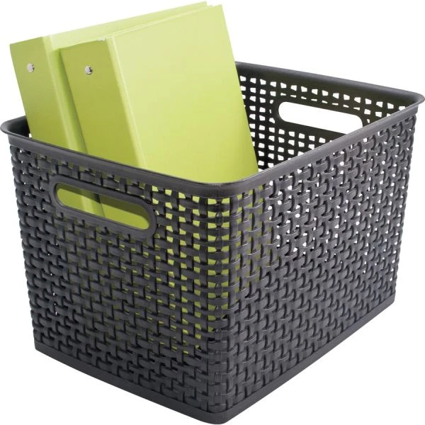 Advantus Weave Bins, 13.88 X 10.5 X 8.75, Black, 2/Pack 7 Advantus Weave Bins, 13.88 X 10.5 X 8.75, Black, 2/Pack - Image 5