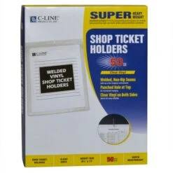C-Line Clear Vinyl Shop Ticket Holders, Both Sides Clear, 15 Sheets, 8.5 X 11, 50/Box -Office Supplies Shop 73be5009fdfcb9a6348719abab3fafd214