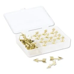 U Brands Metal Arrow Push Pins, Gold, 36 Count