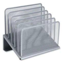 TRU RED Wire Mesh Incline Sorter, Open Design, 5 Sections, Letter-Size, 7.72 X 11.65 X 10.83, Silver