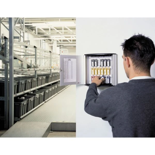 Durable Locking Key Cabinet, 54-Key, Brushed Aluminum, Silver, 11.75 X 4.63 X 11 7 Durable Locking Key Cabinet, 54-Key, Brushed Aluminum, Silver, 11.75 X 4.63 X 11 - Image 5