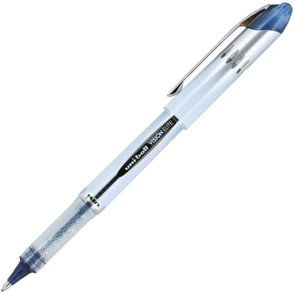 Uniball Vision Elite Liquid Ink Rollerball Pens, Bold Point, 0.8 Mm, White Barrel, Blue/Black Ink, Pack Of 12 4 Uniball Vision Elite Liquid Ink Rollerball Pens, Bold Point, 0.8 Mm, White Barrel, Blue/Black Ink, Pack Of 12 - Image 2