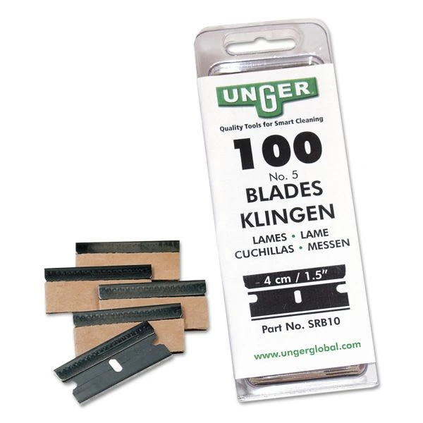 Unger Safety Scraper Replacement Blades, #9, Stainless Steel, 100/Box 3 Unger Safety Scraper Replacement Blades, #9, Stainless Steel, 100/Box