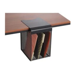 Safco Onyx Hanging Organizer, Solid Top Vertical, 3 Compartments, Steel Mesh, 14.75 X 11.75 X 9.25, Black