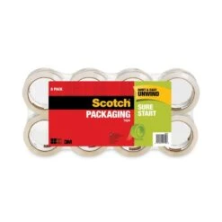 Scotch Sure Start Packaging Tape, 3" Core, 1.88" X 54.6 Yds, Clear, 8/Pack