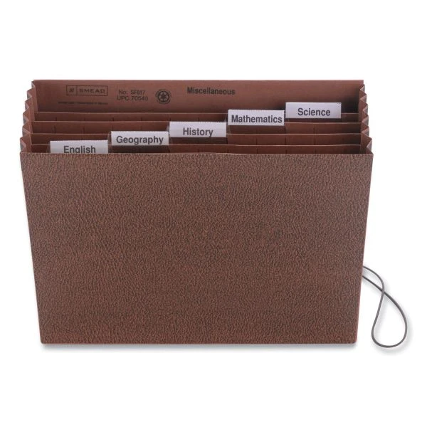 Smead Six-Pocket Subject File With Insertable Tabs, 5.25" Expansion, 6 Sections, Elastic Cord, 1/5-Cut Tabs, Letter Size, Redrope 3 Smead Six-Pocket Subject File With Insertable Tabs, 5.25" Expansion, 6 Sections, Elastic Cord, 1/5-Cut Tabs, Letter Size, Redrope