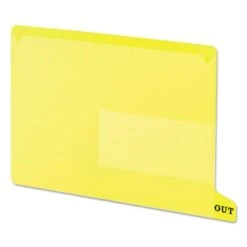 Smead Colored Poly Out Guides With Pockets, 1/3-Cut End Tab, Out, 8.5 X 11, Yellow, 25/Box