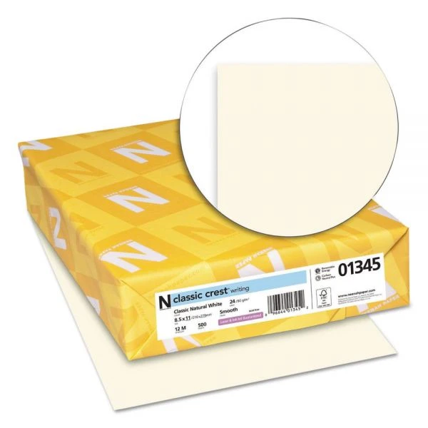 Neenah Paper CLASSIC CREST Writing Paper, 24 Lb, 8 1/2 X 11, Natural White, 500 Sheets/Ream 5 Neenah Paper CLASSIC CREST Writing Paper, 24 Lb, 8 1/2 X 11, Natural White, 500 Sheets/Ream - Image 3
