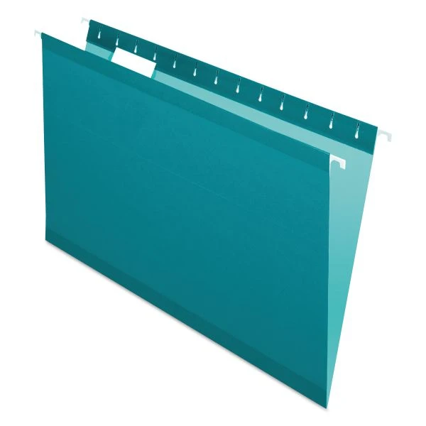 Pendaflex Colored Reinforced Hanging Folders, Legal Size, 1/5-Cut Tabs, Teal, 25/Box 3 Pendaflex Colored Reinforced Hanging Folders, Legal Size, 1/5-Cut Tabs, Teal, 25/Box