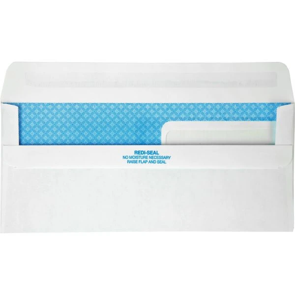Quality Park Double Window Redi-Seal Security-Tinted Envelope, #9, Commercial Flap, Redi-Seal Adhesive Closure, 3.88 X 8.88, White, 500/BX 4 Quality Park Double Window Redi-Seal Security-Tinted Envelope, #9, Commercial Flap, Redi-Seal Adhesive Closure, 3.88 X 8.88, White, 500/BX - Image 2