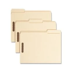 Smead Recycled Top Tab Fastener Folders, 1/3-Cut Tabs: Assorted, 0.75" Expansion, 2 Fasteners, Letter Size, Manila Exterior, 50/Box