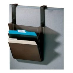 Plastic Letter-Size Hanging 3-Pocket Wall File, 8-1/2" X 13-3/8" X 8-1/2", Black